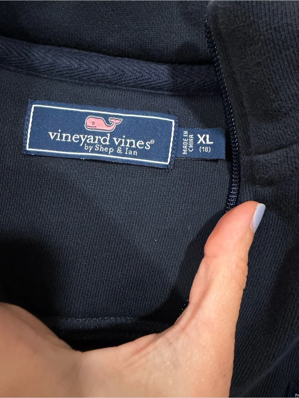 Vineyard Vines Girls Navy Quarter-Zip Sweatshirt Pullover XL size 18